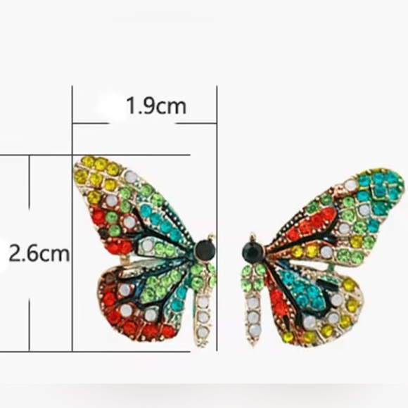 Multicolor Crystal Butterfly Earrings - Picture 4 of 4
